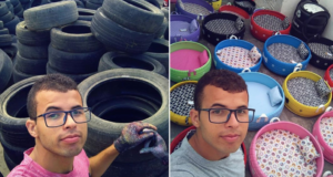 Armani Silva dělá dobrý skutek. Recykluje staré pneumatiky z pneuservisu a vytváří pelíšky pro pejsky a kočky